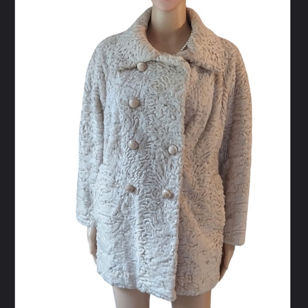 Women's Small? Short Curly Sheep/Lamb, Soft Sheepskin Fur Trench Coat, Unbranded